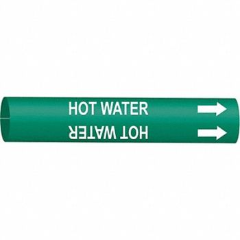BRADY Pipe Marker Hot Water 10 in H 24 in W, 5LGE7