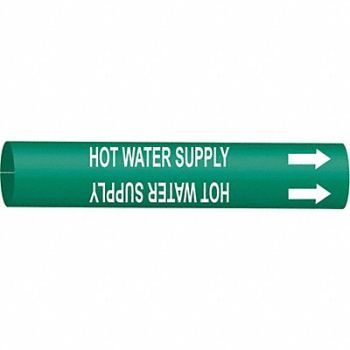 BRADY Pipe Mrkr Hot Water Supply 10in H 32in W, 5LGF4