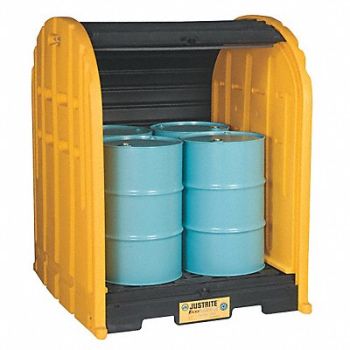 JUSTRITE Coverd Drum Spll Contnmnt Pallet Blk/Ylw, 5LTL6