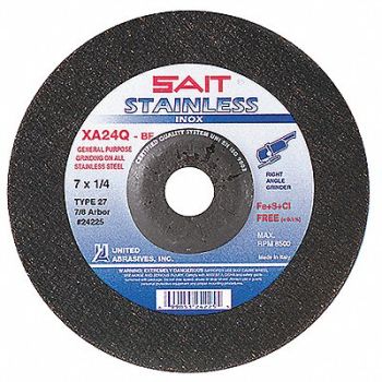 UNITED ABRASIVES-SAIT Depressed Center Wheel T27 7x1/4x7/8 AO, 5LUE2