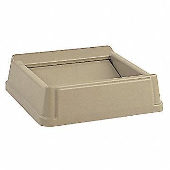 RUBBERMAID COMMERCIAL PRODUCTS Trash Can Top Drop Top Swing Closure Tan, 5M772