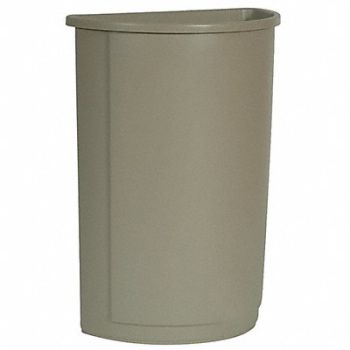 RUBBERMAID COMMERCIAL PRODUCTS Trash Can Half Round 21 gal Beige, 5M795