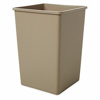 RUBBERMAID COMMERCIAL PRODUCTS Trash Can Square 35 gal Beige, 5M824