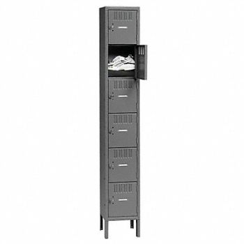 TENNSCO Box Locker Louvered 1 Wide 6 Tier Gray, 5MDT6