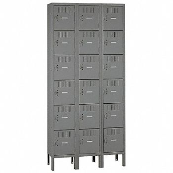 TENNSCO Box Locker Louvered 3 Wide 6 Tier Gray, 5MDT8