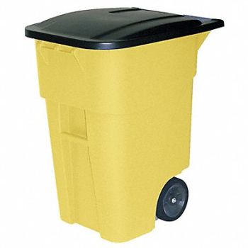 RUBBERMAID COMMERCIAL PRODUCTS Trash Can 50 gal Yellow Plastic, 5MU54