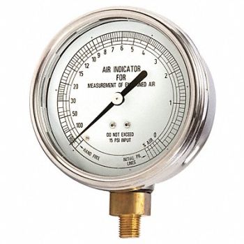 GRAINGER APPROVED Air Meter Gauge, 5MYY2