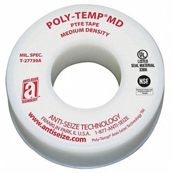 ANTI-SEIZE TECHNOLOGY Thread Sealant Tape 1/4 W White, 5NTP6