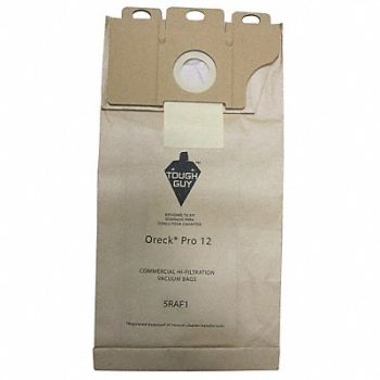 TOUGH GUY Vacuum Bag Paper 2-Ply Reusable PK10, 5RAF1