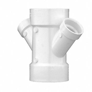 GRAINGER APPROVED Double Wye 3 x 3 x 1 1/2 x 1 1/2 in PVC, 5REC5