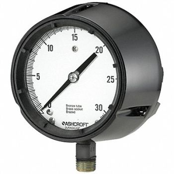 ASHCROFT K4220 Pressure Gauge 0 to 30 psi 4-1/2In 1/2In, 5RXY8