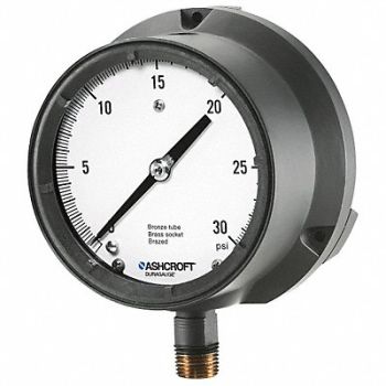 ASHCROFT K4216 Pressure Gauge 0 to 30 psi 4-1/2In 1/2In, 5RYC5