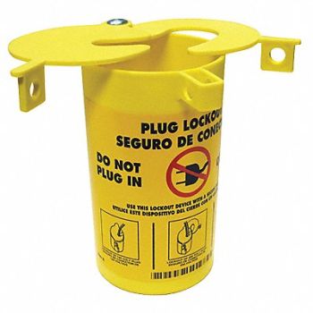 BRADY Plug Lockout Yellow 1/4In Shackle Dia., 5T831