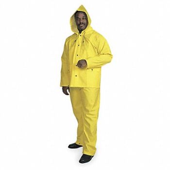 CONDOR D2284 Rain Suit w/Jacket/Bib Unrated Yellow S, 5T911