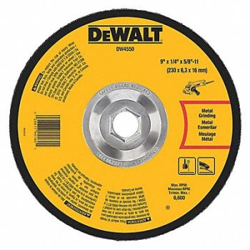 DEWALT Depressed Center Whl T27 9x1/4x5/8-11 AO, 5TE88