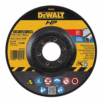 DEWALT Depressed Center Whl T27 4.5x3/32x7/8 AO, 5TU24
