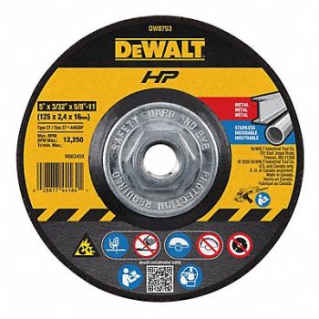 DEWALT Depressed Ctr Wheel T27 5x3/32x5/8-11 AO, 5TU30