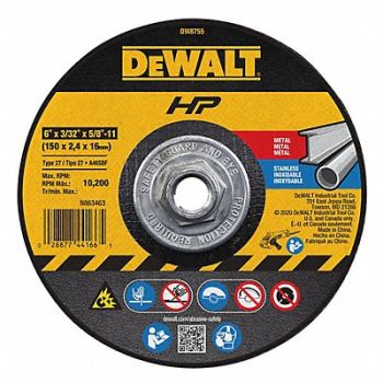 DEWALT Depressed Ctr Wheel T27 6x3/32x5/8-11 AO, 5TU34