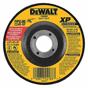 DEWALT Depressed Center Whl T27 4.5x1/8x7/8 ZA, 5TU62
