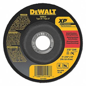 DEWALT Depressed Center Wheel T27 6x3/32x7/8 ZA, 5TU92