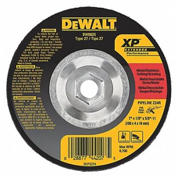 DEWALT Depressed Center Whl T27 7x1/8x5/8-11 ZA, 5TY30
