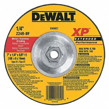 DEWALT Depressed Center Whl T27 7x1/4x5/8-11 ZA, 5TY36