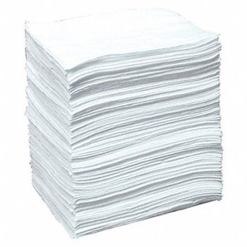 BRADY SPC ABSORBENTS Absorb Pad Oil-Based Liquids White PK100, 5TZW7