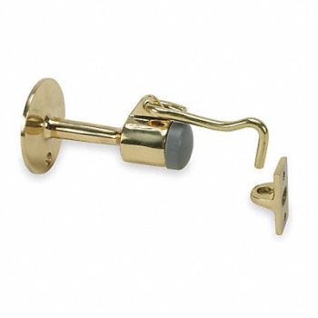 GRAINGER APPROVED Hook-Style Door Holder 2 In Bright Brass, 5U611