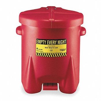 EAGLE Oily Waste Can 6 gal Poly Red, 5U737