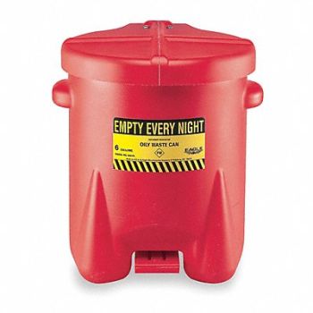 EAGLE Oily Waste Can 14 gal Poly Red, 5U738