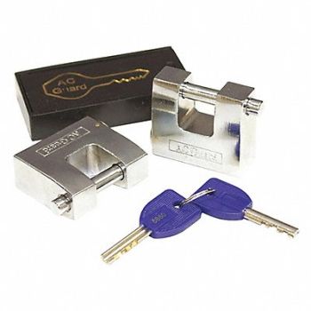 AC GUARD Keyed Padlock 2 in Square Silver PK2, 5ULD5