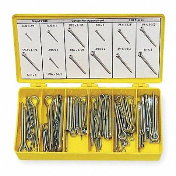 ITW BEE LEITZKE Cotter Pin Asst LCS Zinc 550 Pcs 7 Sizes, 2WZV1