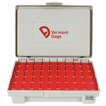 VERMONT GAGE Black Ox-Coated Pin Gauge Set Dim Type, 5VUD0