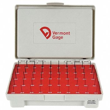 VERMONT GAGE Black Ox-Coated Pin Gauge Set Dim Type, 5VUD8