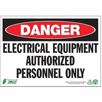 ZING DANGER Sign Electrical Equipment 7X10, 551U63