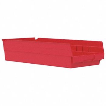 AKRO-MILS F8876 Shelf Bin Red Indstr Grd Poly 4 in, 5W220