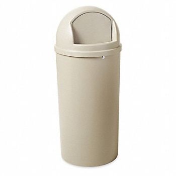 RUBBERMAID COMMERCIAL PRODUCTS Trash Can Round 15 gal Beige, 5W404