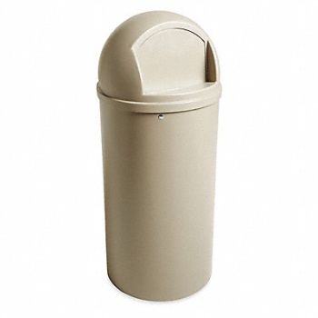 RUBBERMAID COMMERCIAL PRODUCTS Trash Can Round 25 gal Beige, 5W405