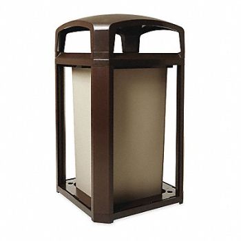 RUBBERMAID COMMERCIAL PRODUCTS Trash Can 50 gal Sable Plastic, 5W767