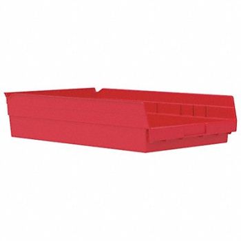 AKRO-MILS F8873 Shelf Bin Red Indstr Grd Poly 4 in, 5W835