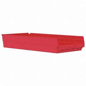 AKRO-MILS F8909 Shelf Bin Red Indstr Grd Poly 4 in, 5W838