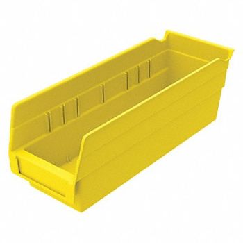 AKRO-MILS F8466 Shelf Bin Yellow Indstr Grd Poly 4 in, 5W853