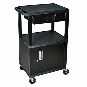 GRAINGER APPROVED Audio-Visual Cart 200 lb Black 24 in L, 5WCR9