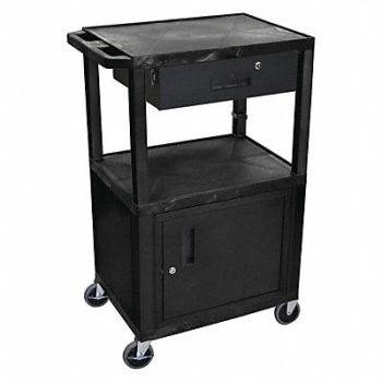 GRAINGER APPROVED Audio-Visual Cart 200 lb Black 24 in L, 5WCT0