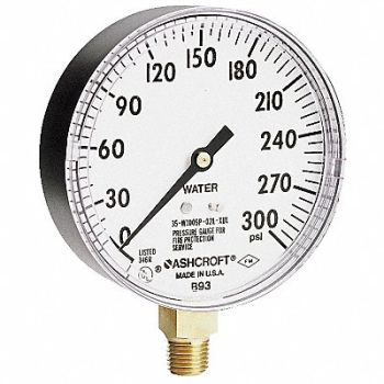 ASHCROFT Pressure Gauge 0 to 300 psi 3-1/2In, 5WJ63