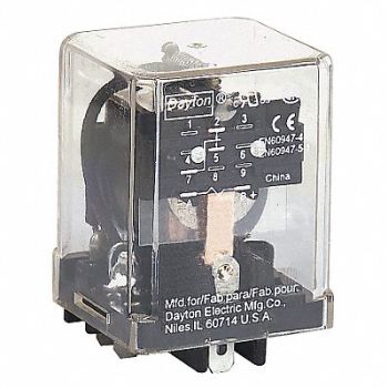 DAYTON Gen Purpose Relay 5 Pin Square 12VDC, 5YR07