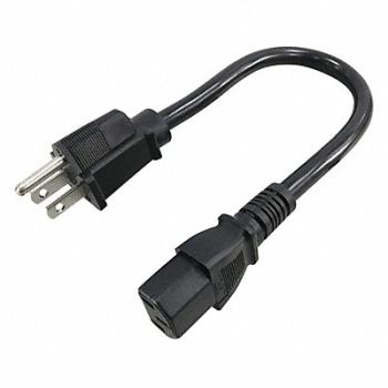 GRAINGER APPROVED Power Cord 5-15P SJT 1 ft Blk 10A 18/3, 5XFN9