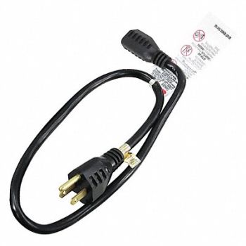 GRAINGER APPROVED Extension Cord 2ft 16Ga 13A SJT Blk, 5XFP7