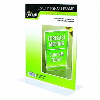 NUDELL Sign Holder Freestandng 8-1/2x11 Acrylic, 5YGE9