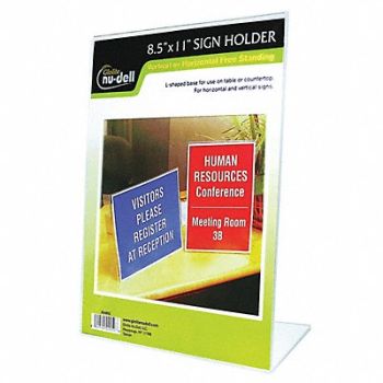 NUDELL Sign Holder Freestanding 8-1/2x11Acrylic, 5YGF0